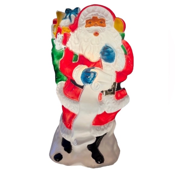 Rare Vintage ”Santa’s Best” Santa w/ Toy Sack Lighted Outdoor Plastic Blow Mold - Picture 3 of 7